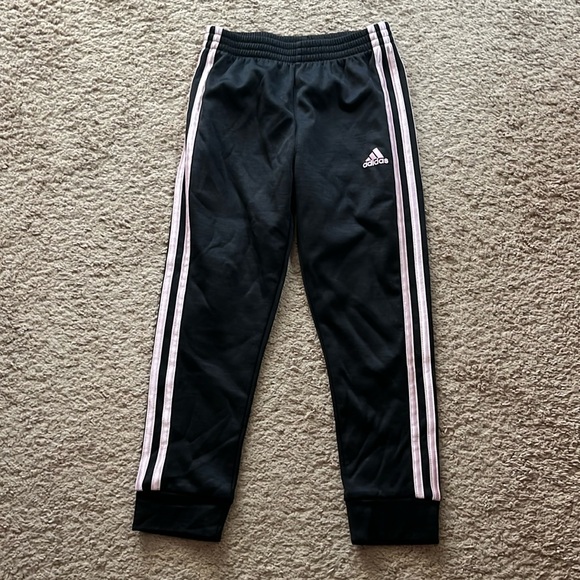 ADIDAS (Size 6) Jogger Sweatpants w/ pink stripes - Picture 1 of 3